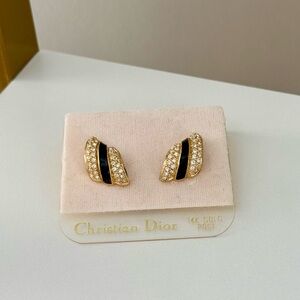Dior Vintage Crystal and Enamel Post Earrings